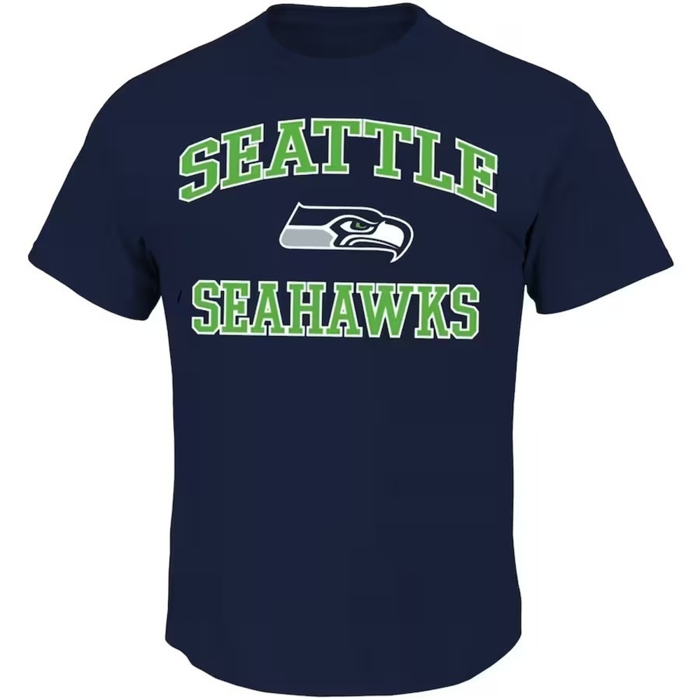 Mens Majestic Navy Seattle Seahawks Big Tall Heart Soul III TShirt